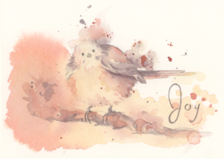 Loose watercolor bird painting, Joy bird, bird painting, cute bird watercolor loose