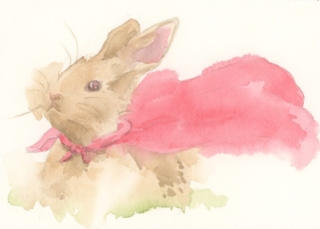 Loose watercolor bunny, Super bunny, watercolor rabbit painting